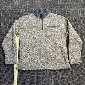 Eddie Bauer Sweater Mens Large Gray Heathered 1/4 Zip Outdoor Pullover Fleece